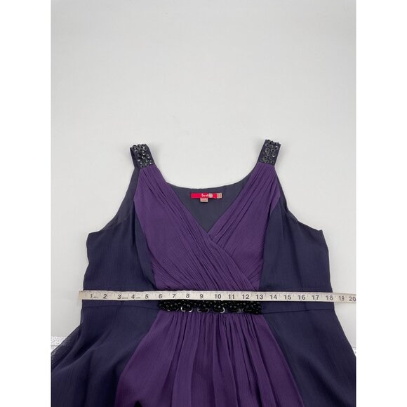 Boden Sleeveless Formal Chiffon Dress Size 14 100% Silk Purple Embellished Waist - Picture 8 of 9